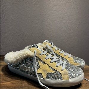 NEW!!! Superstar Sabot with glitter and shearling interior